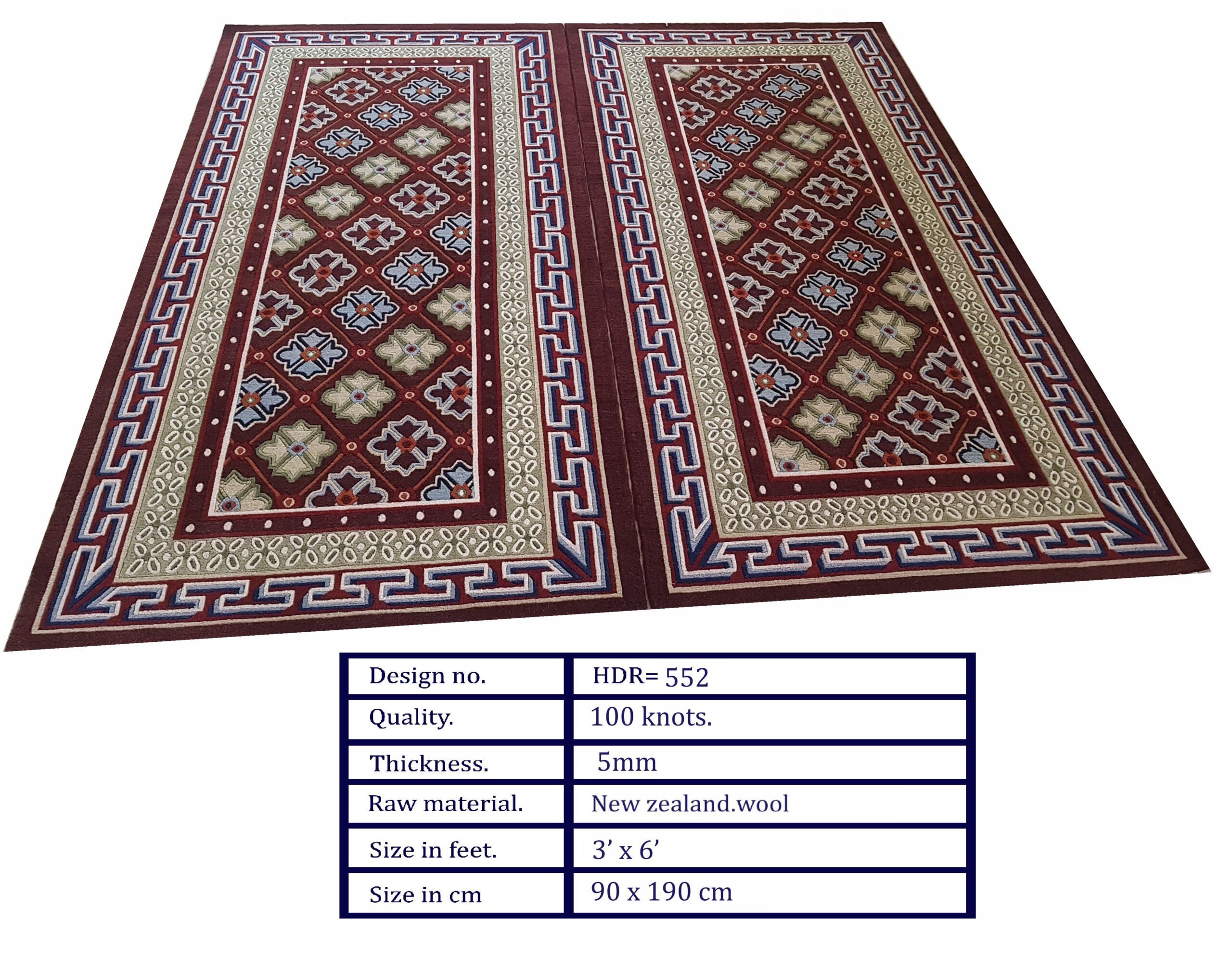 20170618_125420 HDR-552 Handcrafted New Zealand Wool Tibetan Rug – Geometric Medallion Heritage Design - Image 1