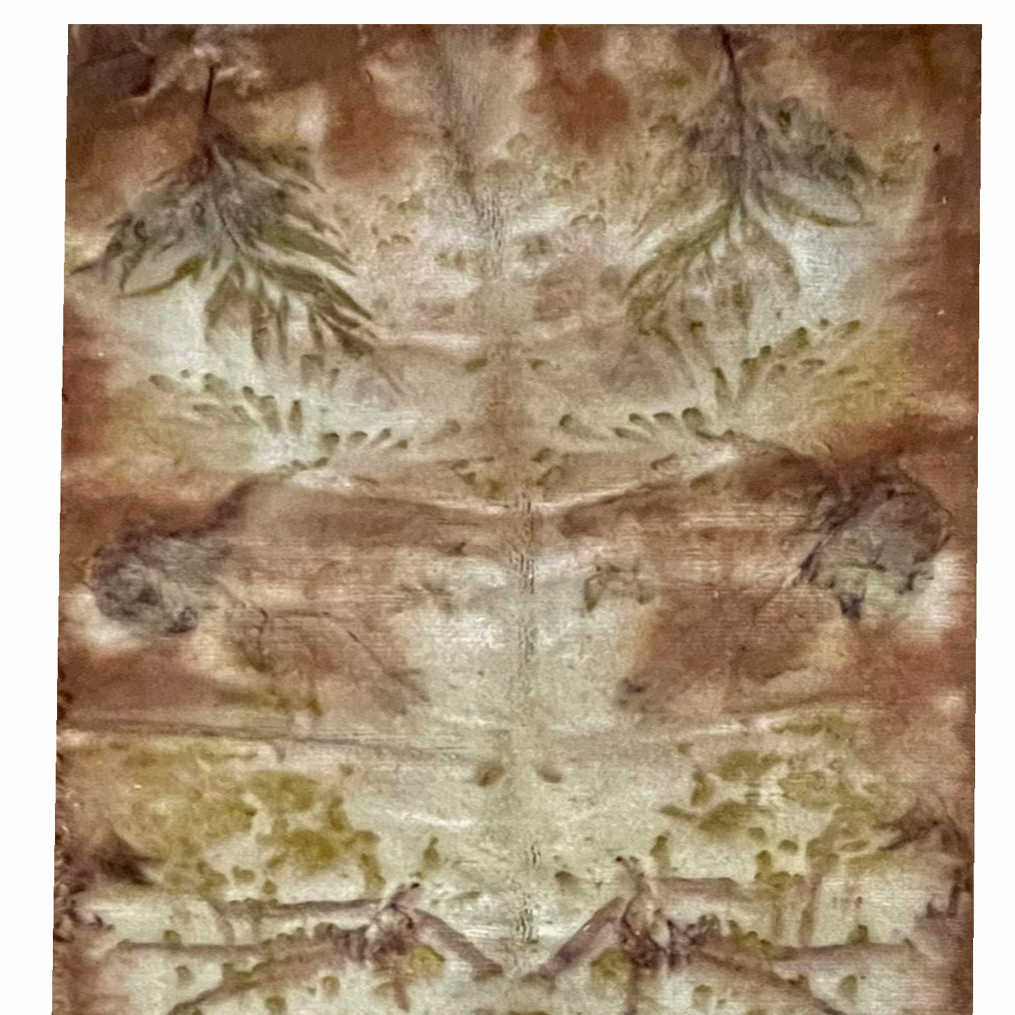 66 - 3 HDR-627 Ecoprint Bamboo Silk Rug – Artisan Botanical Ecoprint Design - Image 1