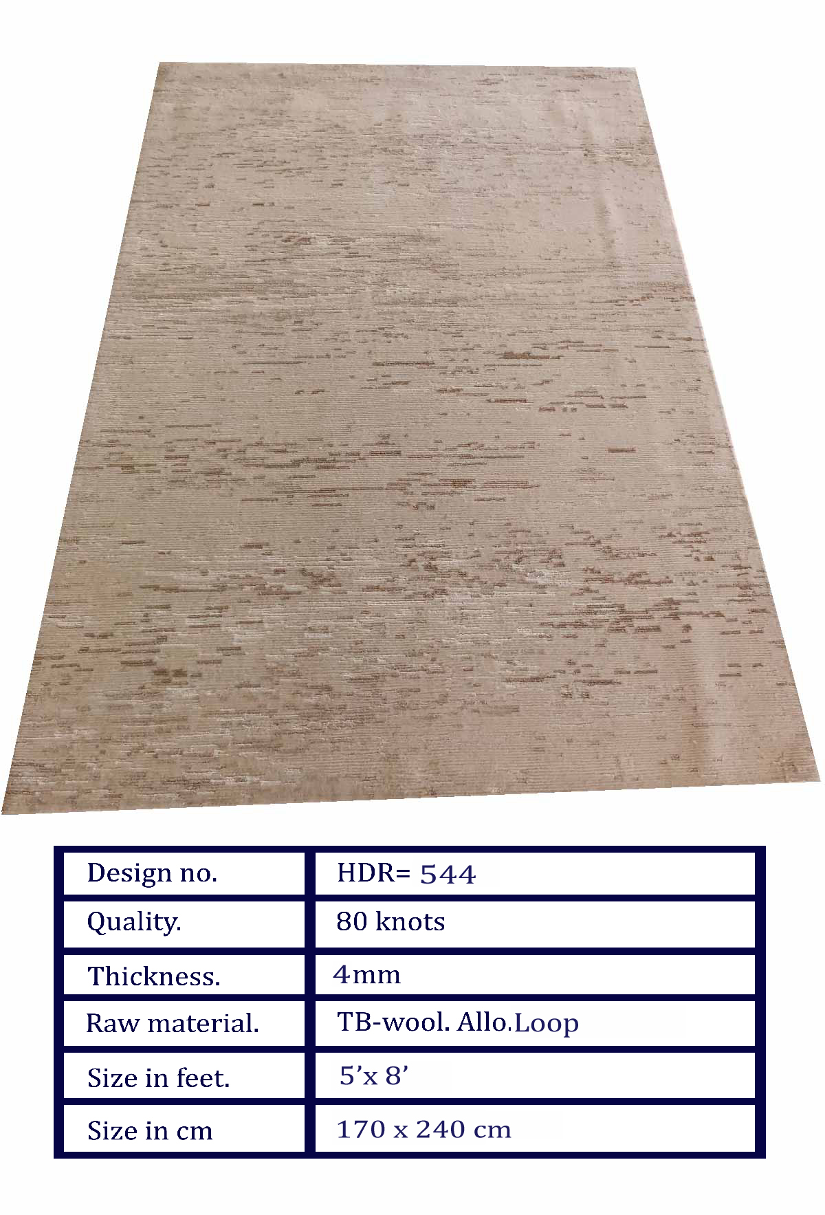 HDR-544 HDR-544 Handcrafted Wool, Allo & Loop Textured Rug – Contemporary Neutral Designer Carpet (5x8 ft) - Image 1