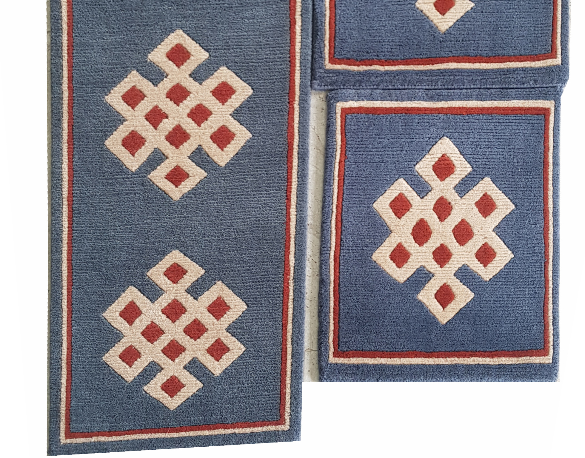 Himalayan decor rug - 20200706_122952-15 HDR-602 Handcrafted New Zealand Wool Runner & Accent Mat Set – Warm Beige Endless Knot Design - Image 1