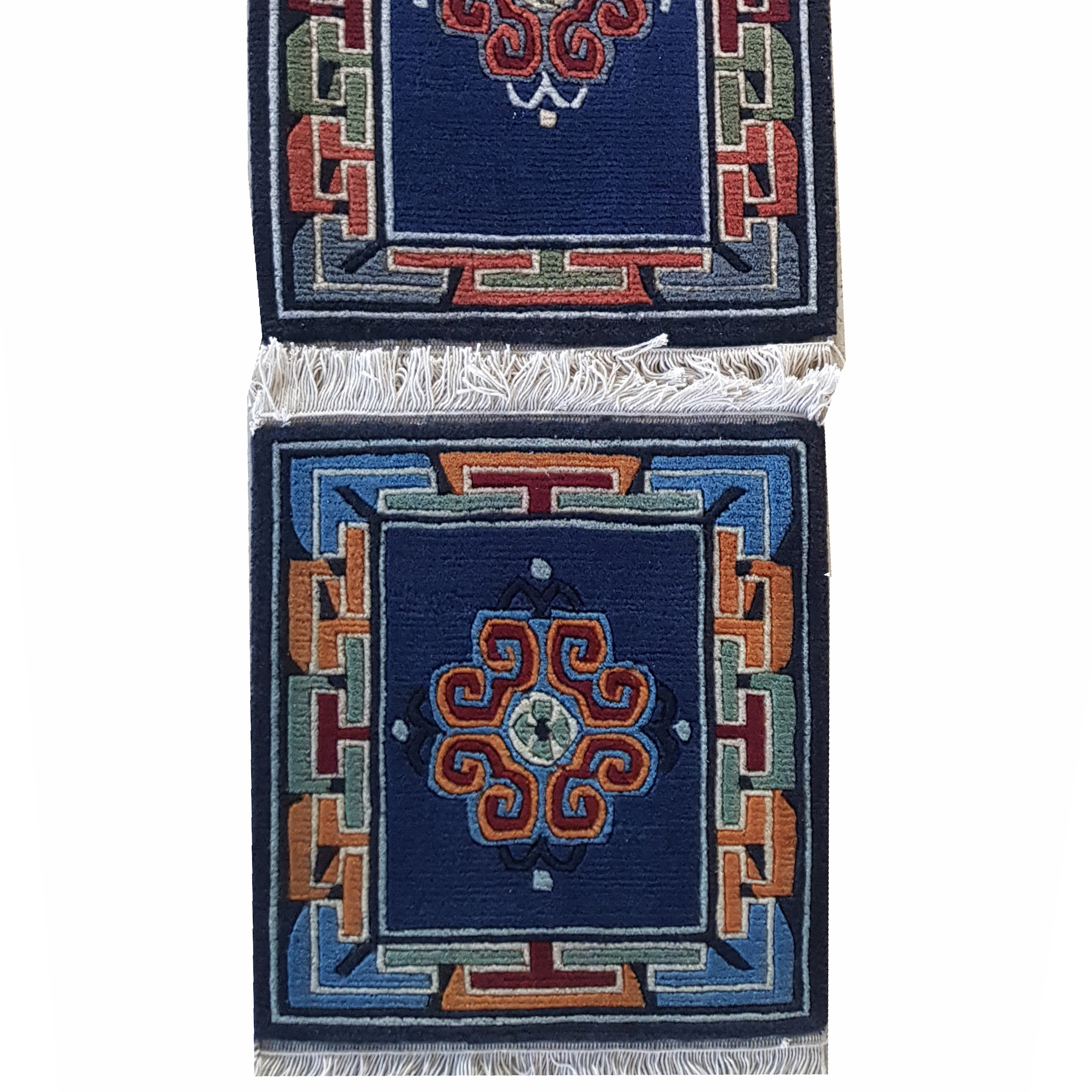 Himalayan decor rug - 20221213_131505-22 HDR-591 Handcrafted New Zealand Wool Runner & Accent Mat Set – Silver Floral Geometry - Image 1