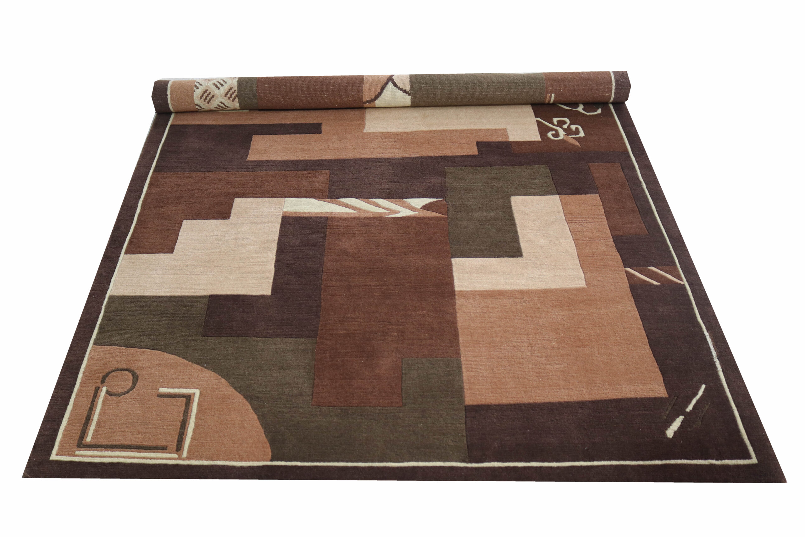 IMG_5624 HDR-568 New Zealand Wool Rug – Contemporary Earth-Tone Geometric Design - Image 1